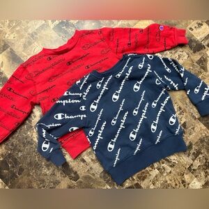 Champion bundles of 2 Red and Navy Logo Sweatshirts 4 years